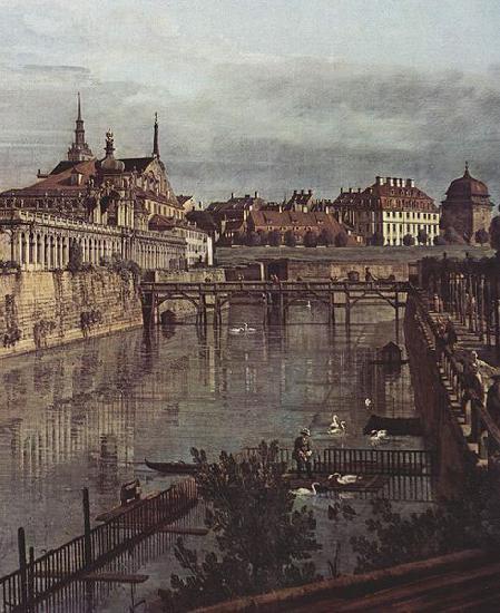 Bernardo Bellotto Ansicht von Dresden, Der alte Wassergraben des Zwingers, von der Orangerie Richtung Stadt aus gesehen